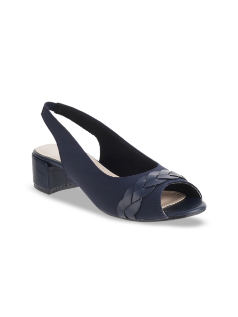 LEMON & PEPPER Women Navy Blue Solid Peep Toes