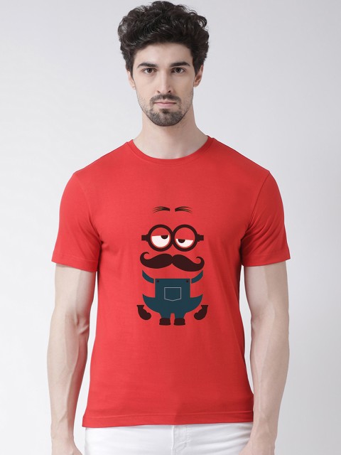 

Friskers Men Red Printed Round Neck T-shirt