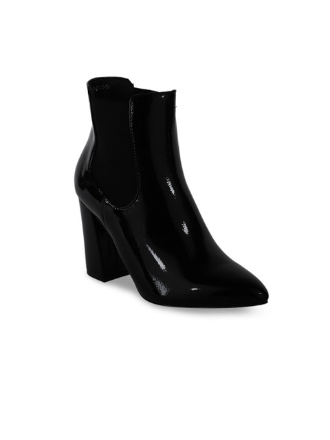 

ELLE Women Black Solid Mid-Top Heeled Boots