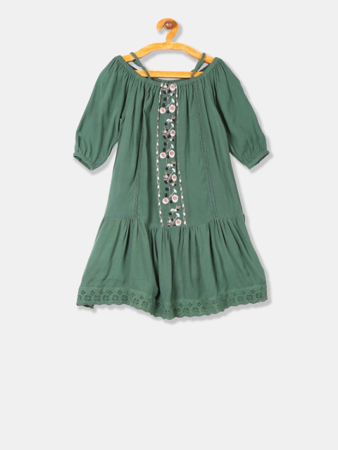 

Cherokee Girls Green Printed A-Line Dress