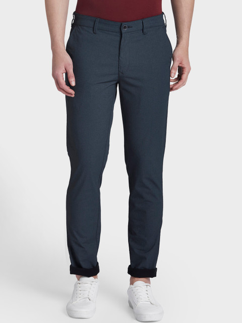 

ColorPlus Men Blue Regular Fit Self Design Regular Trousers