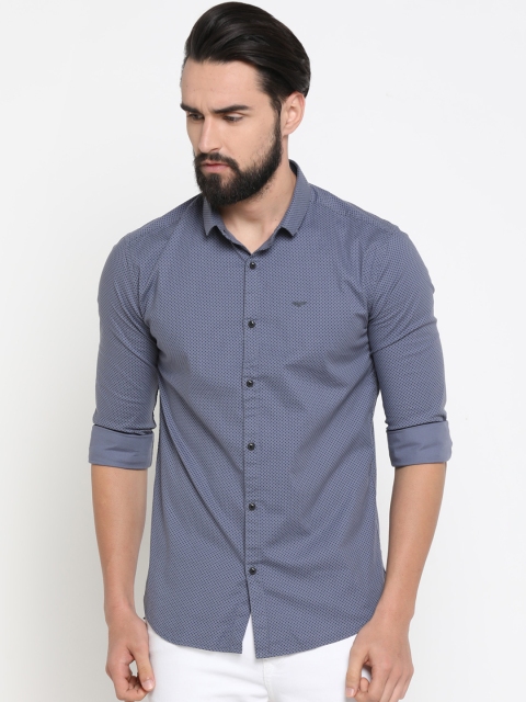 

SHOWOFF Men Grey Slim Fit Printed Casual Shirt