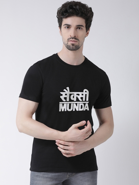 

Friskers Men Black Printed Round Neck T-shirt