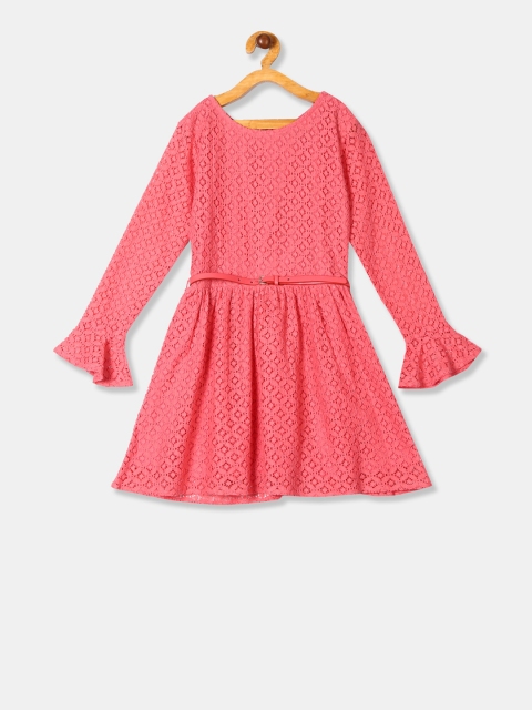 

Cherokee Girls Coral Self Design Fit and Flare Dress