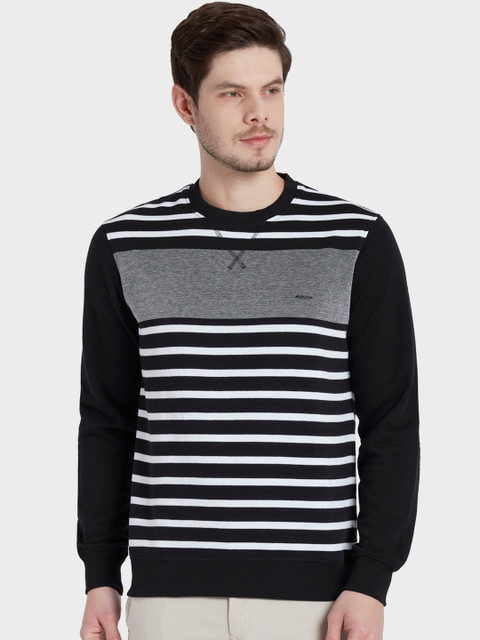 

ColorPlus Men Black & White Striped Sweatshirt