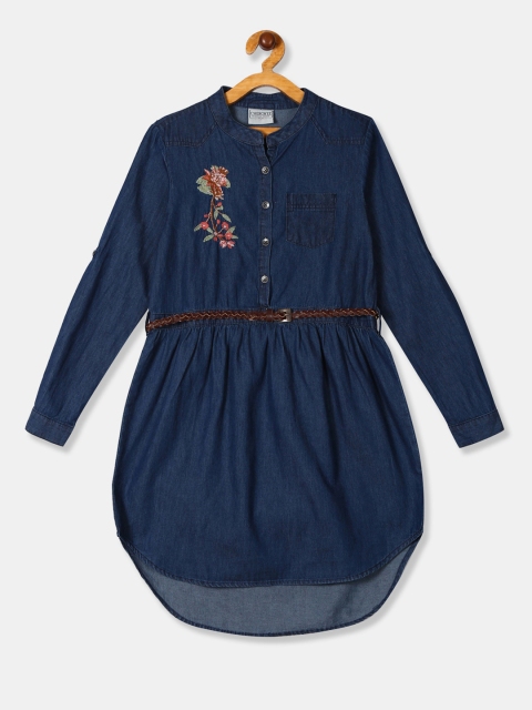 

Cherokee Girls Navy Blue Embroidered Shirt Dress
