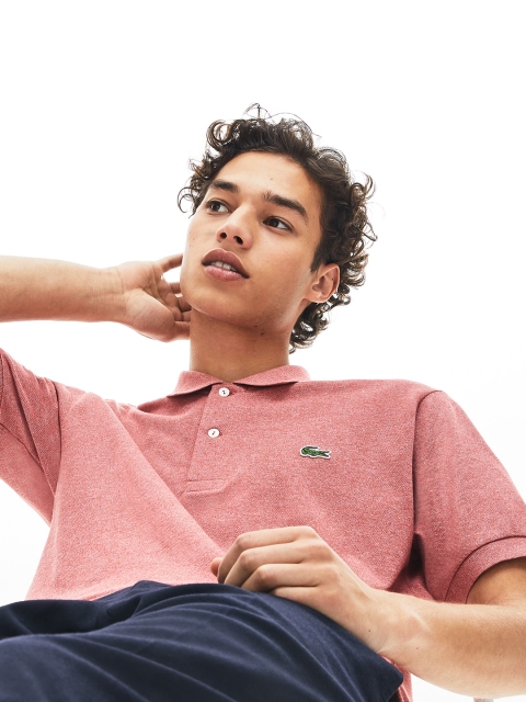 

Lacoste Men Coral Red Solid Polo Collar T-shirt