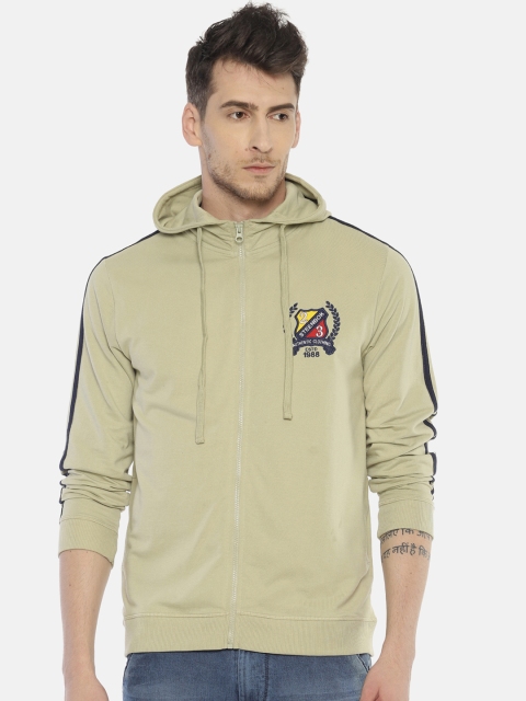 

Steenbok Men Green Solid Hooded Sweatshirt