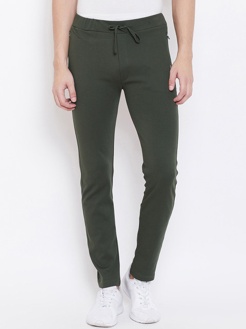 

Okane Men Olive Green Solid Slim Fit Track Pants