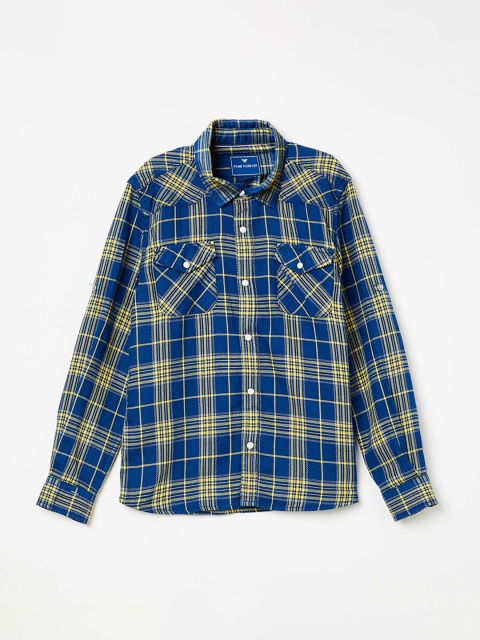 

Fame Forever by Lifestyle Boys Blue & Yellow Slim Fit Checked Casual Shirt