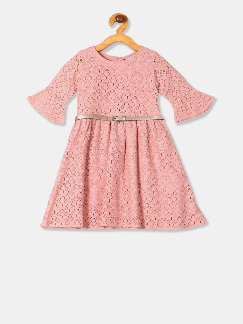 

Cherokee Girls Pink Self Design Fit and Flare Dress