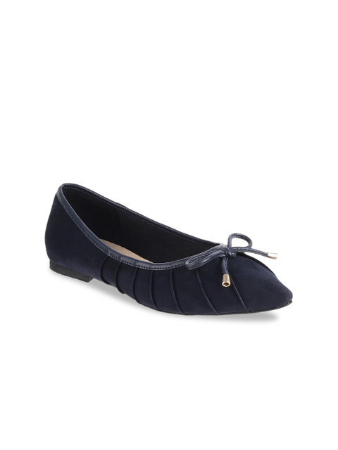 

LEMON & PEPPER Women Navy Blue Solid Synthetic Suede Ballerinas