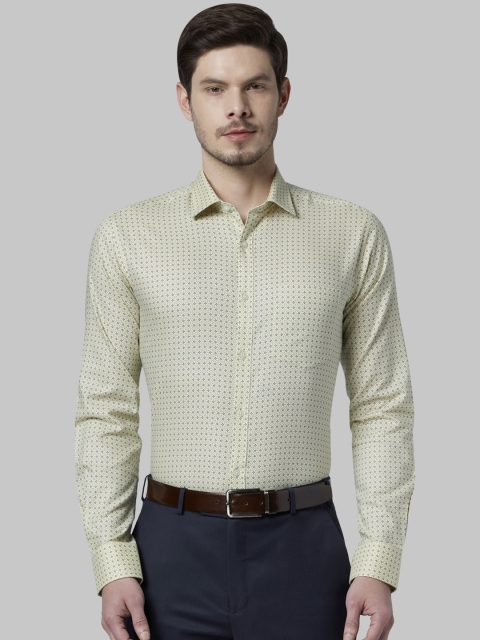 

Park Avenue Men Yellow & Navy Blue Slim Fit Printed Formal Shirt