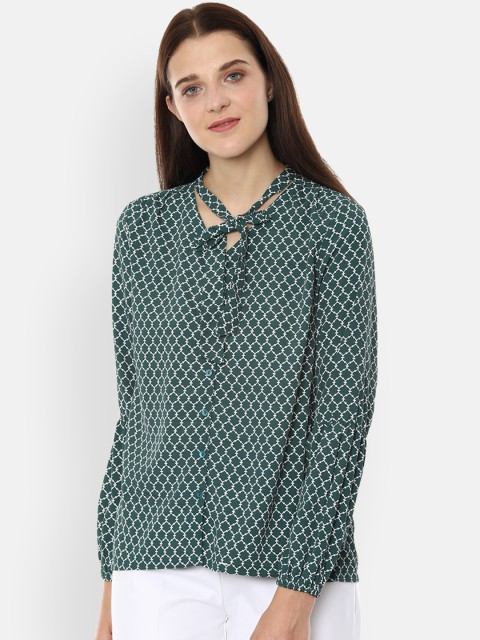 

Van Heusen Woman Green Printed Shirt Style Top