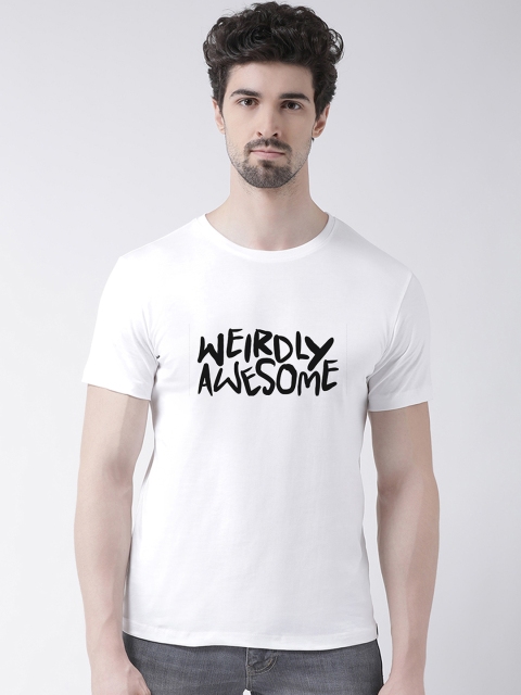 

Friskers Men White Printed Round Neck T-shirt
