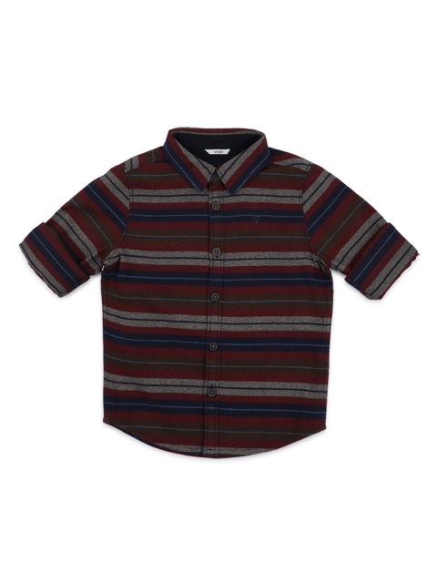 

Allen Solly Junior Boys Maroon & Grey Striped Regular Fit Casual Shirt