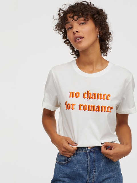 

H&M Women White T-Shirt With A Motif