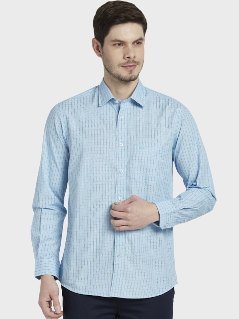 

ColorPlus Men Blue Tailored Fit Checked Casual Shirt