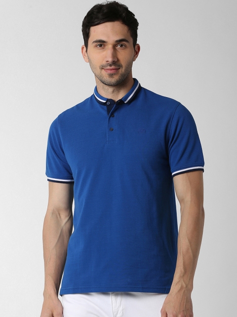 

Peter England Casuals Men Blue Solid Polo Collar T-shirt