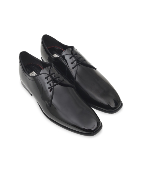 

ROSSO BRUNELLO Men Black Solid Leather Formal Derbys