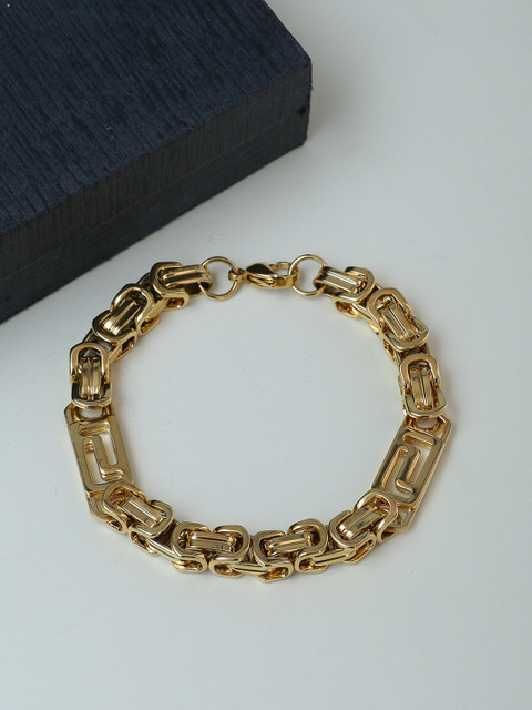 

Dare by Voylla Men Stainless Steel Gold-Plated Handcrafted Link Bracelet