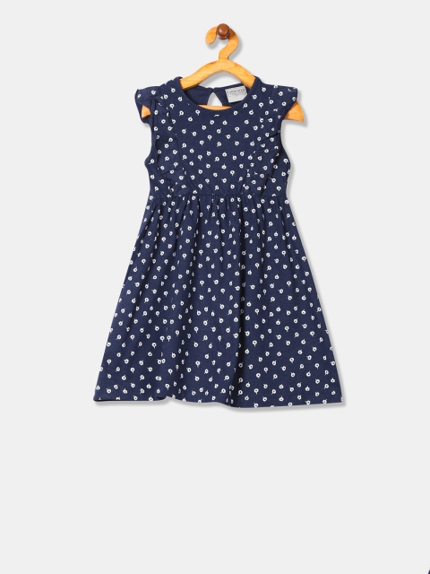 

Cherokee Girls Navy Blue Printed Fit and Flare Dress