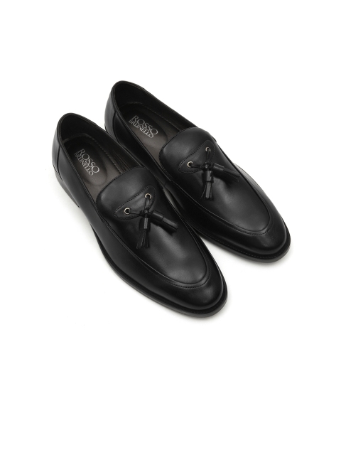 

ROSSO BRUNELLO Men Black Solid Leather Formal Loafers