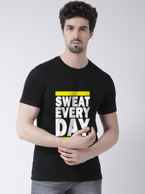 

Friskers Men Black & White Printed Round Neck T-shirt