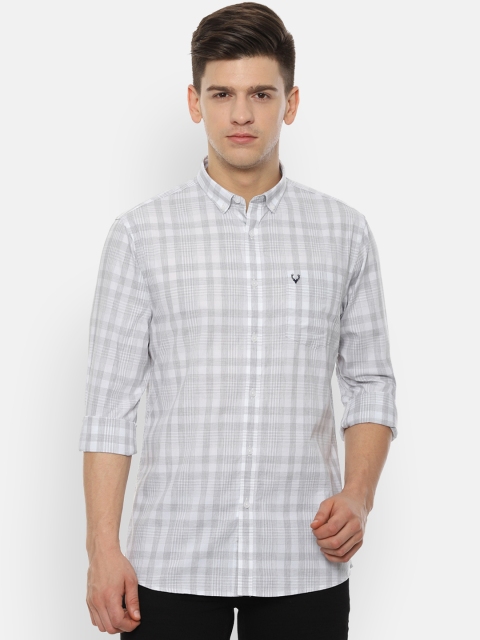 

Allen Solly Men Grey & Off-White Regular Fit Checked Casual Shirt