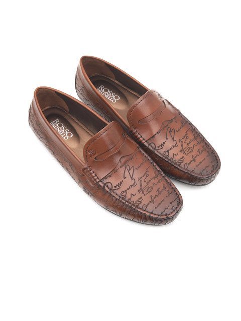 

ROSSO BRUNELLO Men Tan Brown Textured Leather Formal Loafers
