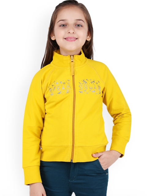 

One Friday Girls Yellow Printed Sweatshirt