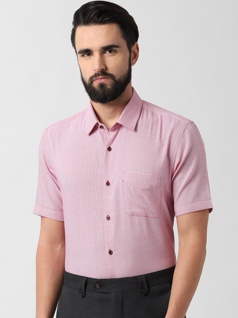 

Peter England Men Pink & Off-White Regular Fit Self Design Formal Shirt