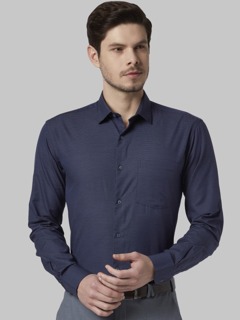 

Park Avenue Men Navy Blue & Off-White Self Design Slim Fit Formal Shirt