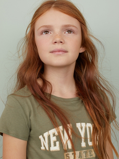 

H&M Girls Green Printed Jersey Top