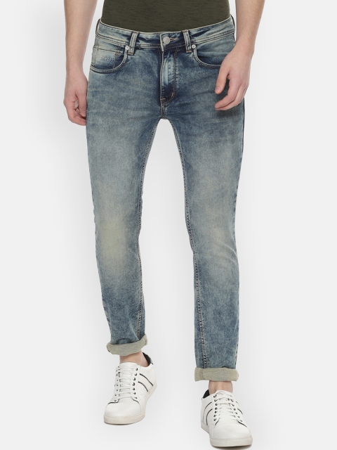 

People Men Blue Regular Fit Mid-Rise Clean Look Stretchable Jeans