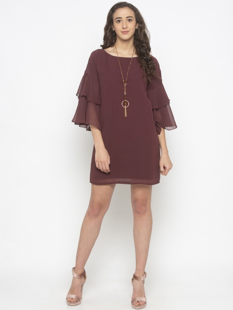 

Iti Women Brown Solid A-Line Dress
