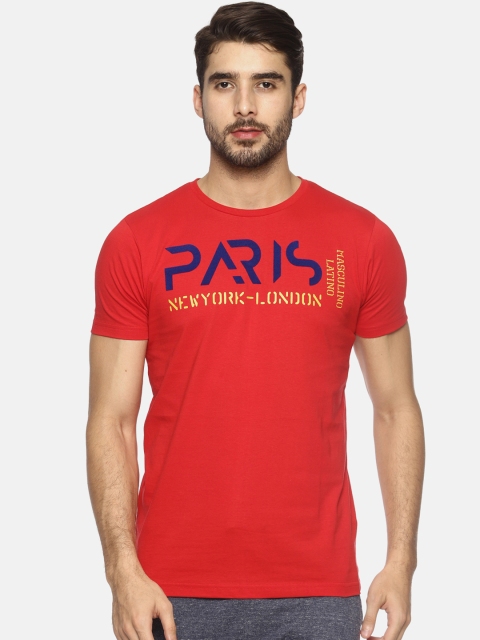 

Masculino Latino Men Red Printed Round Neck T-shirt