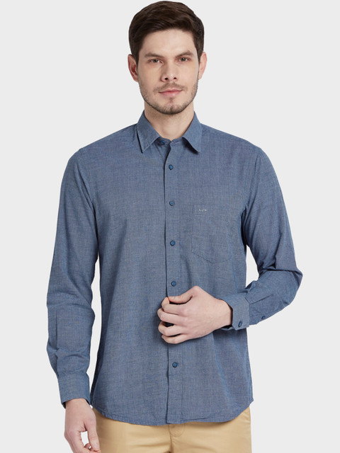 

ColorPlus Men Blue Tailored Fit Solid Casual Shirt