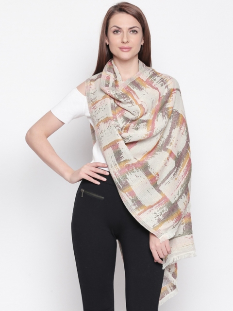

Style Quotient Women Off-White & Pink Printed Shawl
