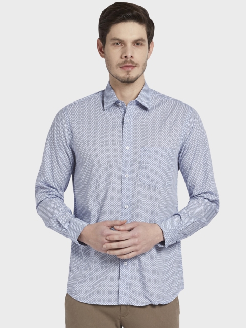 

ColorPlus Men Blue Tailored Fit Printed Casual Shirt