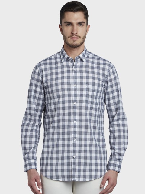 

ColorPlus Men Grey & Off-White Tailored Fit Checked Casual Shirt