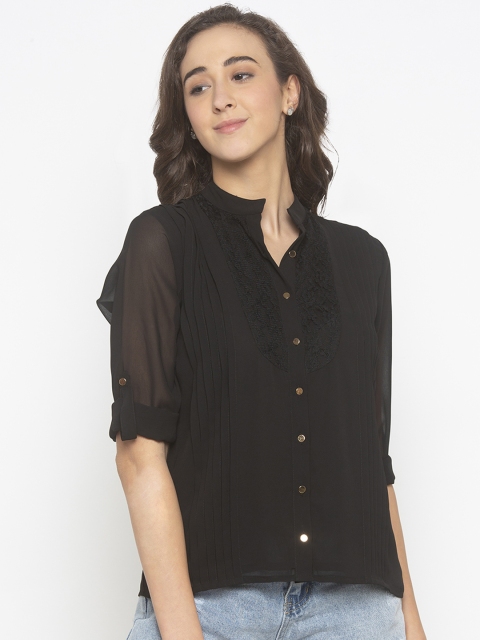 

Iti Women Black Solid Shirt Style Top