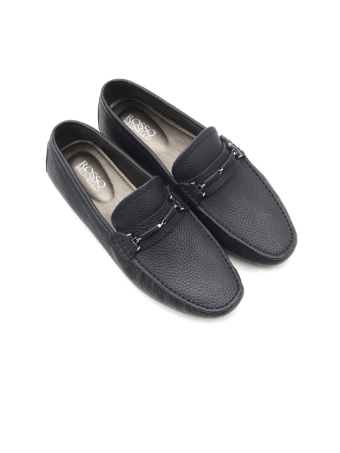 

ROSSO BRUNELLO Men Blue Textured Leather Formal Loafers