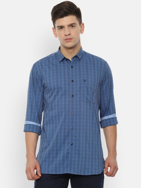 

Allen Solly Men Blue & Black Checked Slim Fit Casual Shirt