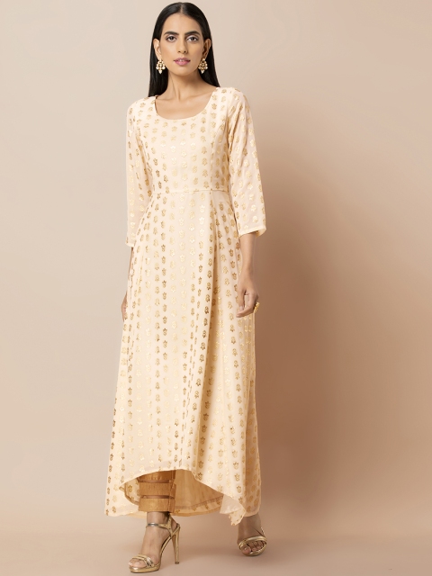 

INDYA Women Off-White Printed Anarkali Kurta