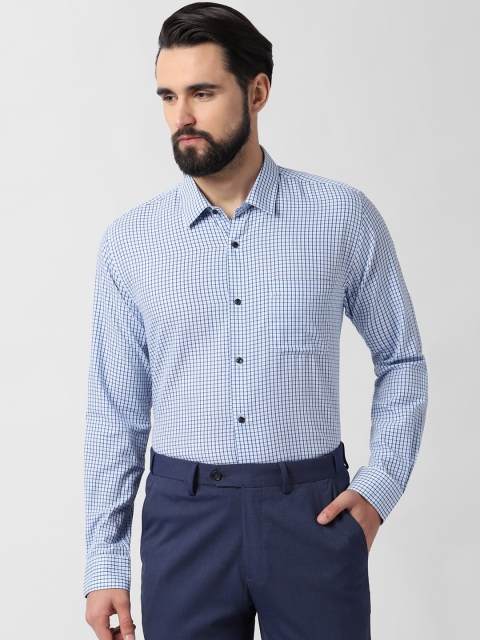 

Peter England Men Blue Regular Fit Checked Formal Shirt