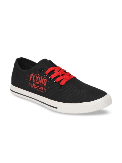 

Flying Machine Men Black Printed Canvas Sneakers