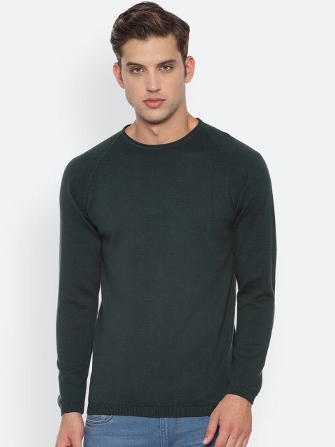 

People Men Green Solid Pullover Sweater