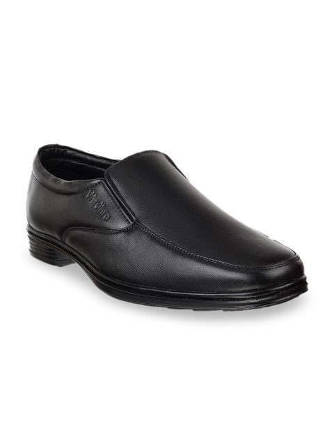 

Vardhra Men Black Solid Leather Formal Slip-Ons