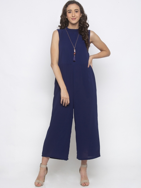 Iti Women Navy Blue Solid Culotte Jumpsuit